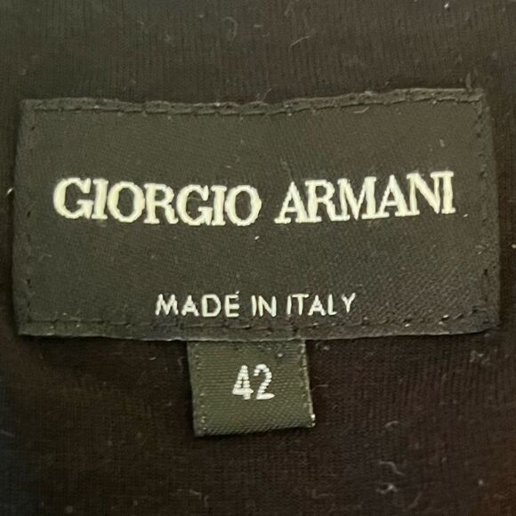 Giorgio Armani Scoop-Neck Short Sleeve with Bow Detail Tee, Black, T-Shirt - Picture 5 of 6